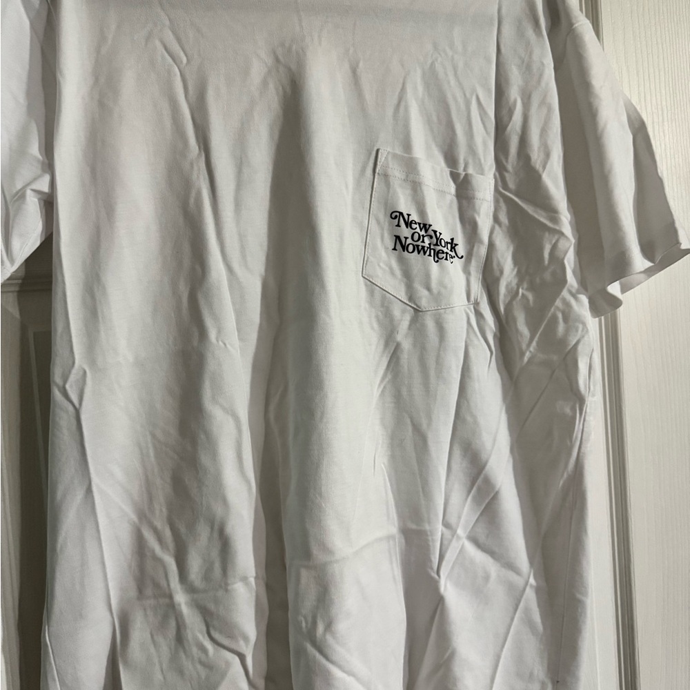 New York or no where White Pocket T-Shirt with Black Logo -